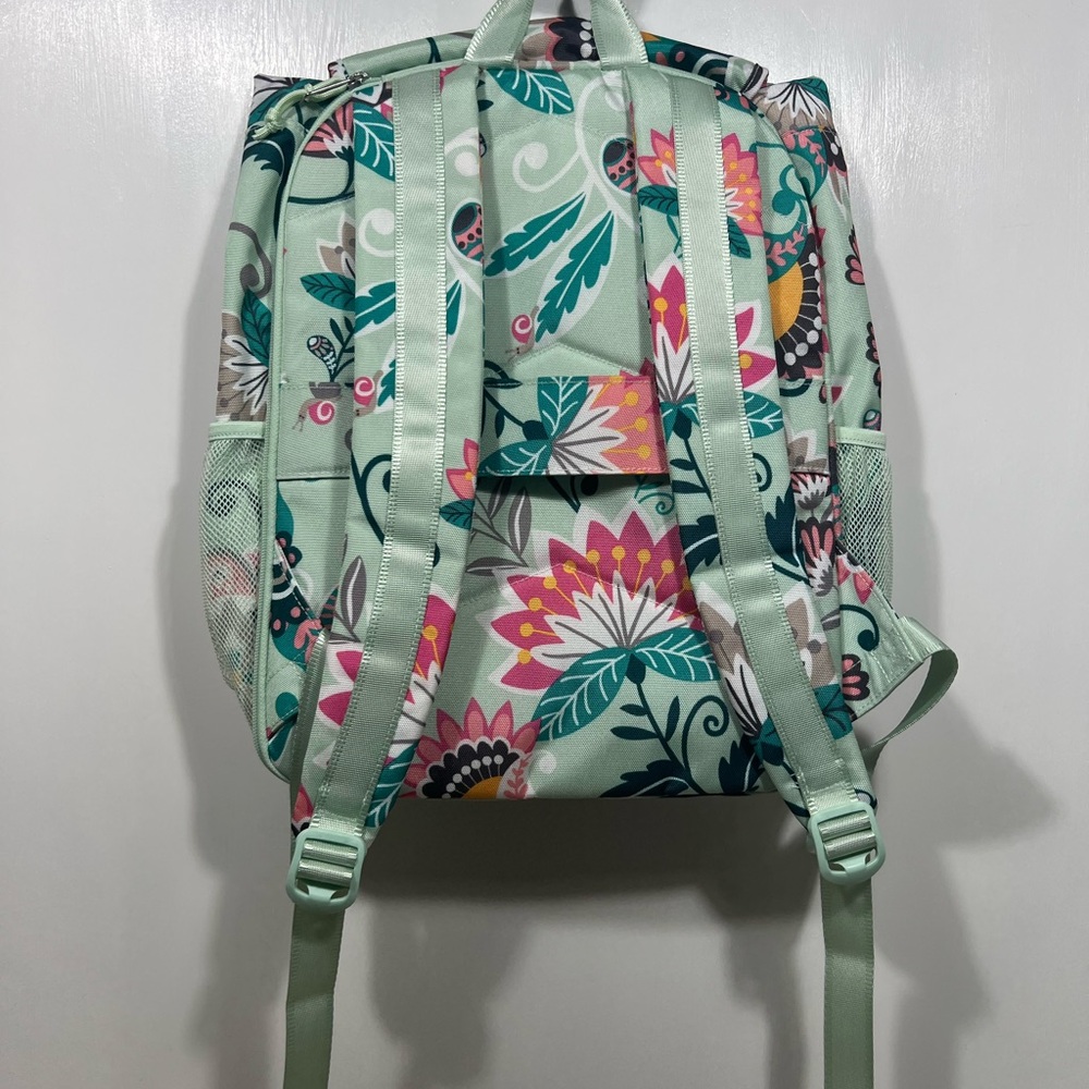 Vera Bradley green abstract floral print nylon backpack tech sleeve - Picture 3 of 4